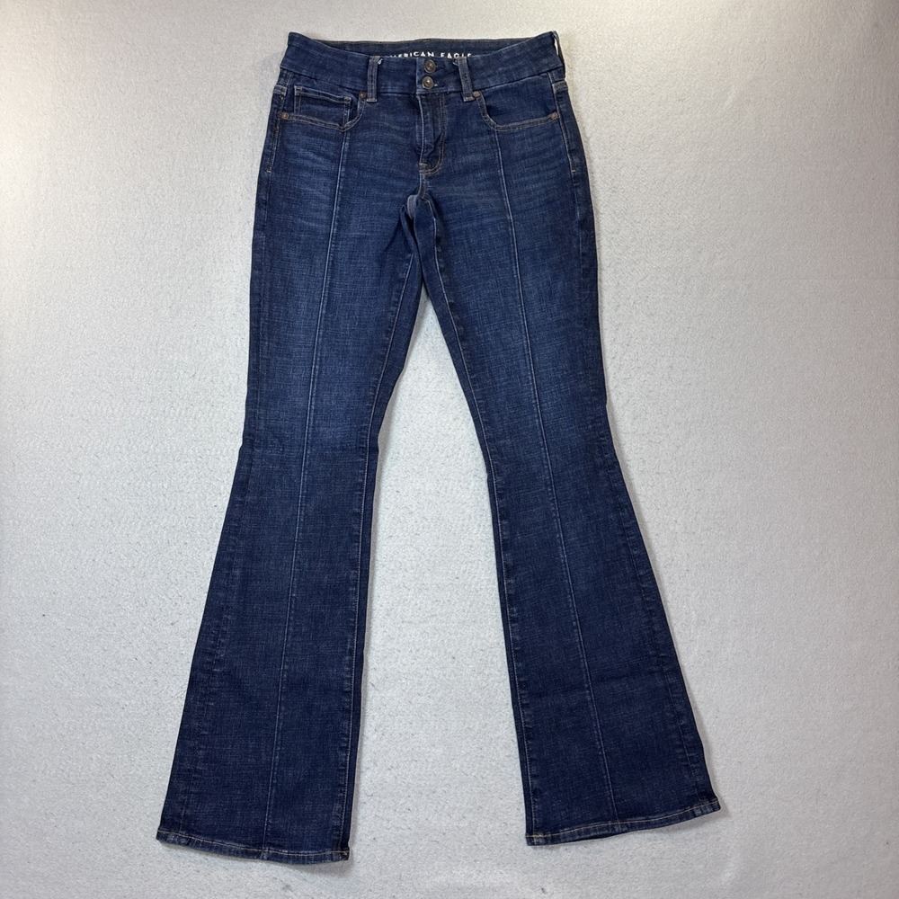 American Eagle Curvy Kick Boot Jeans Dark Wash Next Level Stretch Denim 4 Long